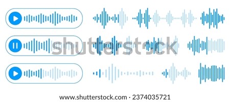 Voice message wave for chat message. Voice messages with sound wave for social media chat. Audio chat with playing and paused speech sound waves