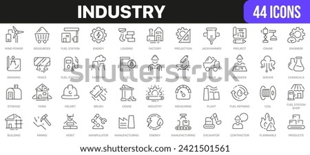 Industry line icons collection. UI icon set in a flat design. Excellent signed icon collection. Thin outline icons pack. Vector illustration EPS10