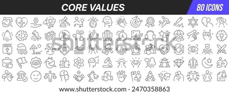 Core values line icons collection. Big UI icon set in a flat design. Thin outline icons pack. Vector illustration EPS10