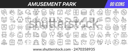 Amusement park line icons collection. Big UI icon set in a flat design. Thin outline icons pack. Vector illustration EPS10