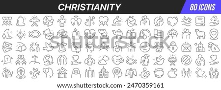 Christianity line icons collection. Big UI icon set in a flat design. Thin outline icons pack. Vector illustration EPS10