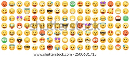 Set of emoticon smile icons. Cartoon emoji set. Vector emoticon set