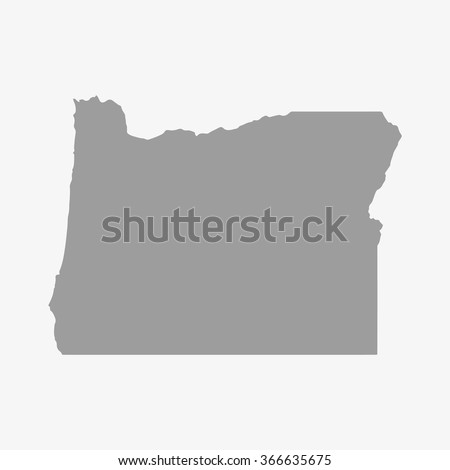 Map  of Oregon State in gray on a white background