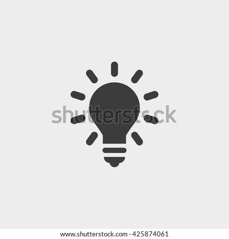 Lightbulb icon in a flat design in black color. Vector illustration eps10