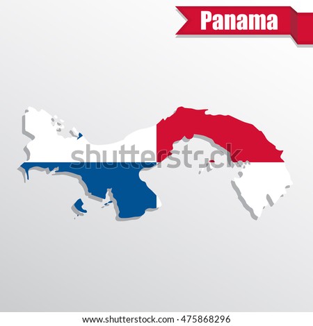 Panama map with flag inside and ribbon