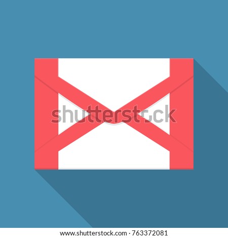 Mail icon in a flat design with long shadow. Vector illustration