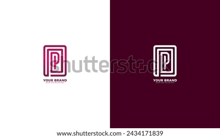 Square letter p logo. Line p icon design. Graphic vector illustration