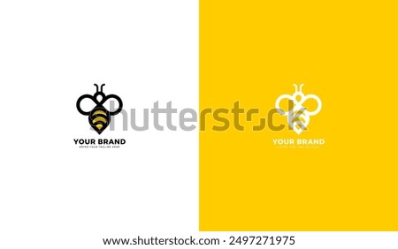 Healthy honey bee logo, minimalist line bee icon, honey bee symbol. Graphic vector illustration design