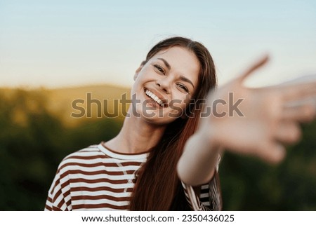 Similar – Image, Stock Photo Happy woman in stylish green dress in city