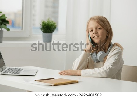 Similar – Image, Stock Photo Cute teenager girl surrounded by plants