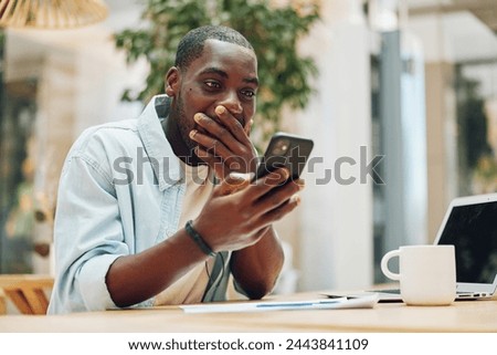 Similar – Image, Stock Photo Handsome Black Man Holding Cup of Wine Smiling Widely Outdoors