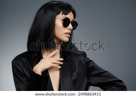 Image, Stock Photo Bossy elegant woman against vintage interior in country house