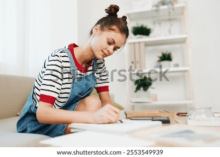 Similar – Image, Stock Photo Cute teenager girl surrounded by plants
