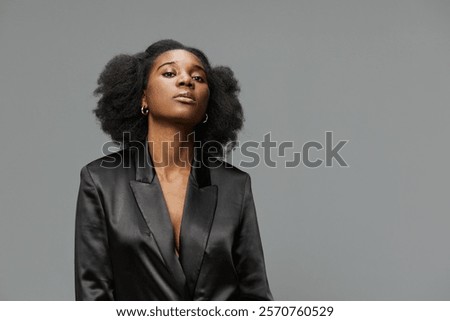 Similar – Image, Stock Photo Stylish tranquil woman against blue sky