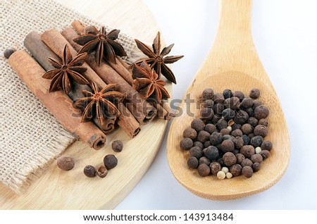 The sticks cinnamon and badian close up