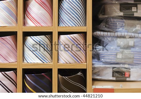 Shelf with men  wear in shop