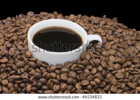 Cup from coffee on coffee grains