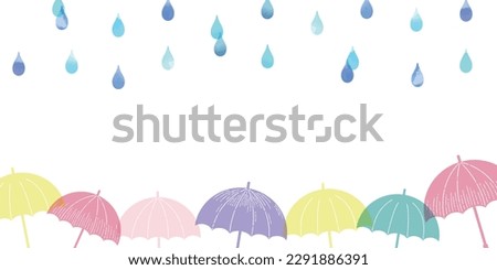 Colorful umbrella background illustration on a rainy day