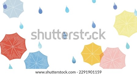 Colorful umbrella background illustration on a rainy day_flat lay