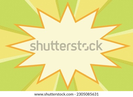 Retro-style dotted sunburst and zigzag speech bubble background illustration