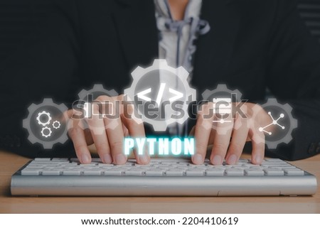 Similar – Image, Stock Photo Programming language, code on the computer screen
