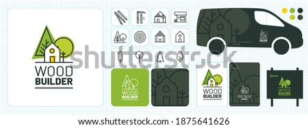 Graphic charter, visual identity, logo, advertising, business card, timber frame house builder, carpenter, joiner, renovation, extension, exterior wood design