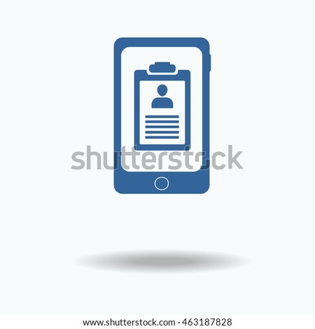 Phone mobile form, queue, resume. Pictograph of file resume. Single flat icon on, white background. vector illustration., One of set web icons