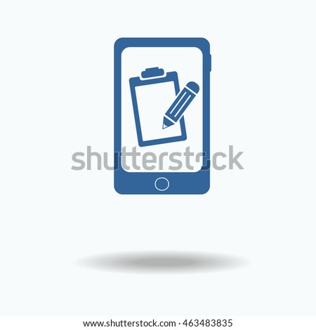 Phone mobile form, queue, resume. Pictograph of file . Single flat icon on, white background. vector illustration. One of set web icons.