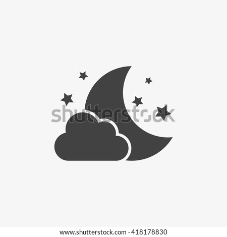 Night Icon in trendy flat style isolated on grey background. Nighttime symbol for your web site design, logo, app, UI. Vector illustration, EPS10.