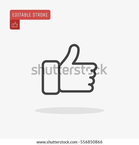 Outline Thumb up Icon isolated on grey background. Line Like symbol for web site design, logo, app, UI. Editable stroke. Vector illustration. Eps10