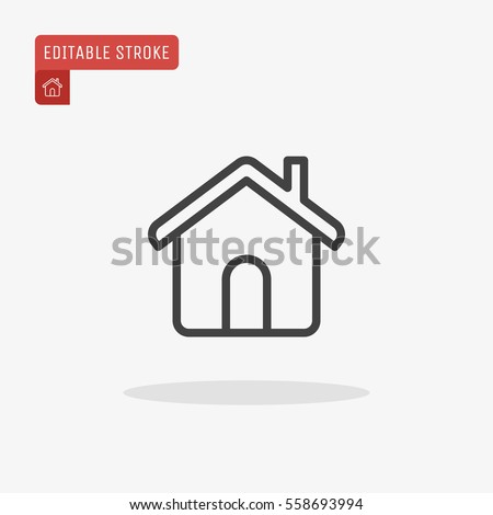 Outline Home Icon isolated on grey background. House pictogram. Line Homepage symbol for your web site design, logo, app, UI. Editable stroke. Vector illustration, Eps10