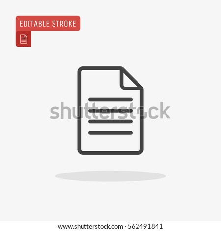 Outline Document Icon isolated on grey background. Line File symbol for web site design, logo, app, UI. Editable stroke. Vector illustration, EPS10.