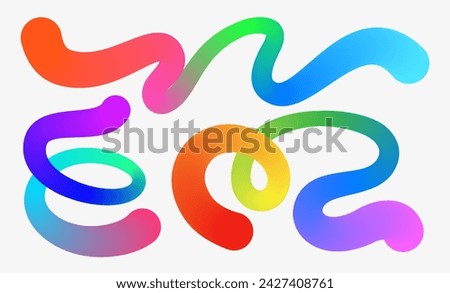 Wavy shapes with Rainbow colors isolated on white. Vector illustration. 