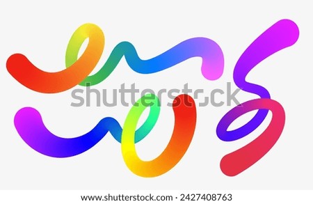 Wavy shapes with Rainbow colors isolated on white. Vector illustration. 