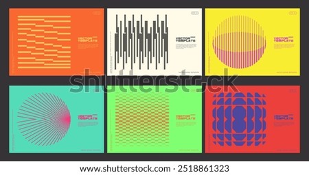 Minimal Bauhaus Abstract Posters Set. Swiss Design composition with geometric shapes. Optical Illusion Background.