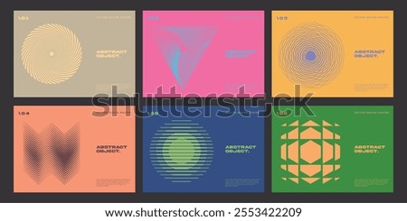 Minimal Bauhaus Abstract Posters Set. Swiss Design composition with geometric shapes. Optical Illusion Background.