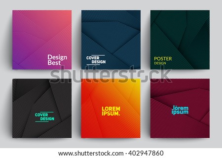 Set of Abstract Cards with Layers Overlap. Applicable for Covers, Placards, Posters, Flyers and Banner Designs.