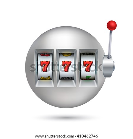 Silver slot machine illustration. Gamble ball.