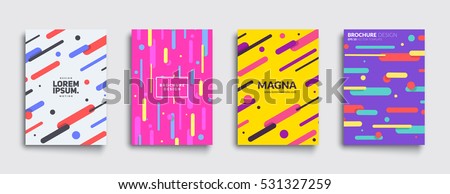 Covers with flat geometric pattern. Cool colorful backgrounds. Applicable for Banners, Placards, Posters, Flyers. Eps10 vector template.