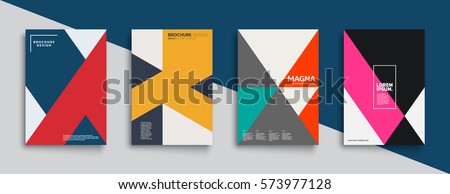 Flat geometric covers design. Colorful modernism. Simple shapes composition. Futuristic patterns. Eps10 layered vector.