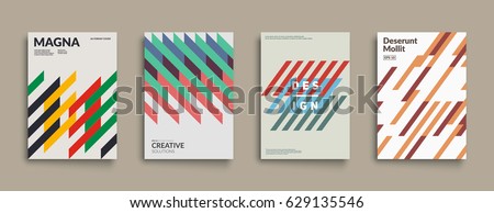 Retro geometric covers set. Cool minimal design. Eps10 vector.