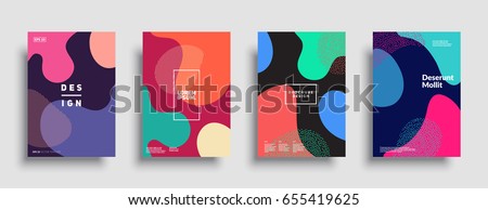 Fluid color covers set. Colorful bubble shapes composition. Trendy minimal design. Eps10 vector.