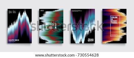 Abstract covers set with glitch effect. Eps10 vector.