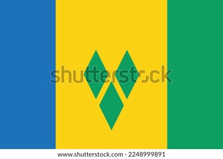 High detailed flag of Saint Vincent and the Grenadines. National Saint Vincent and the Grenadines flag. North America.