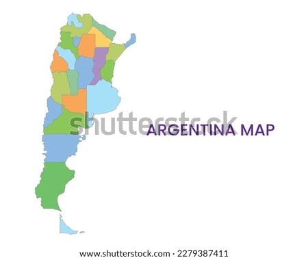 High detailed map of Argentina. Outline map of Argentina. South America