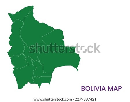 High detailed map of Bolivia. Outline map of Bolivia. South America
