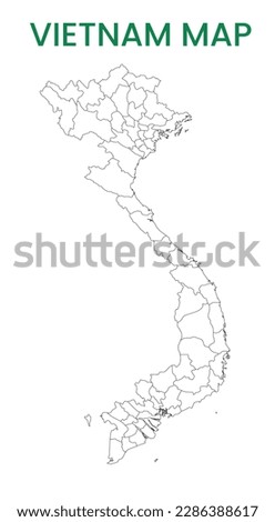 High detailed map of Vietnam. Outline map of Vietnam. Asia