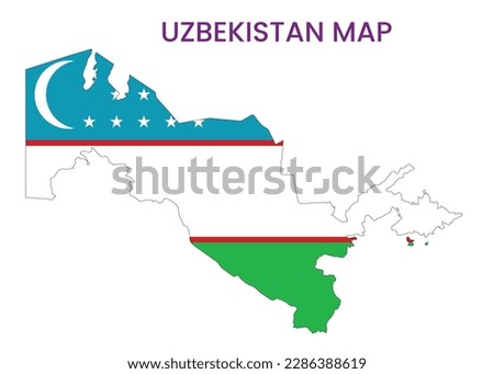 High detailed map of Uzbekistan. Outline map of Uzbekistan. Asia