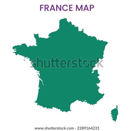High detailed map of France. Outline map of France. Europe