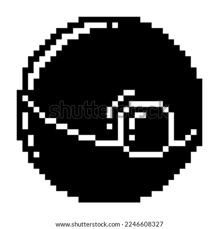 Pokeball icon black-white vector pixel art icon
